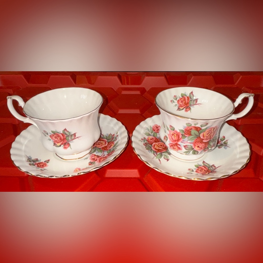 Vintage Royal Albert “Centennial Rose” Teacup and Saucer Sets